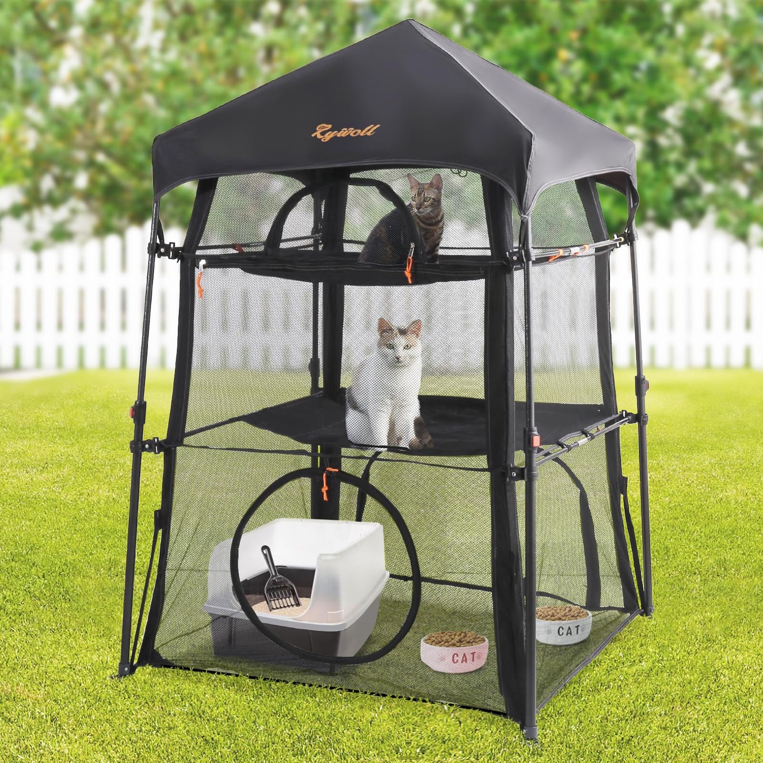 Pop-Up Cat Enclosure with Three-Tier Mesh Tent