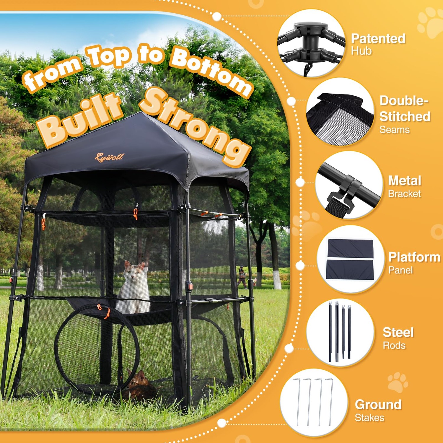 Pop-Up Cat Enclosure with Three-Tier Mesh Tent: image 3