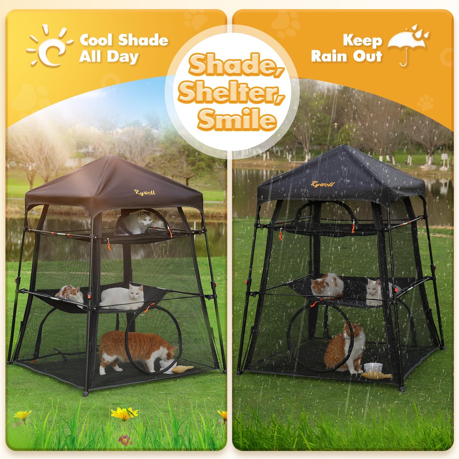 Pop-Up Cat Enclosure with Three-Tier Mesh Tent: image 7