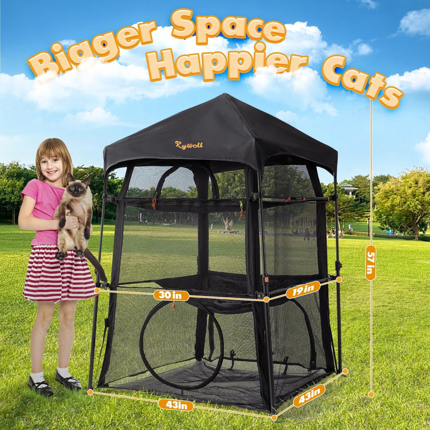 Pop-Up Cat Enclosure with Three-Tier Mesh Tent: image 8