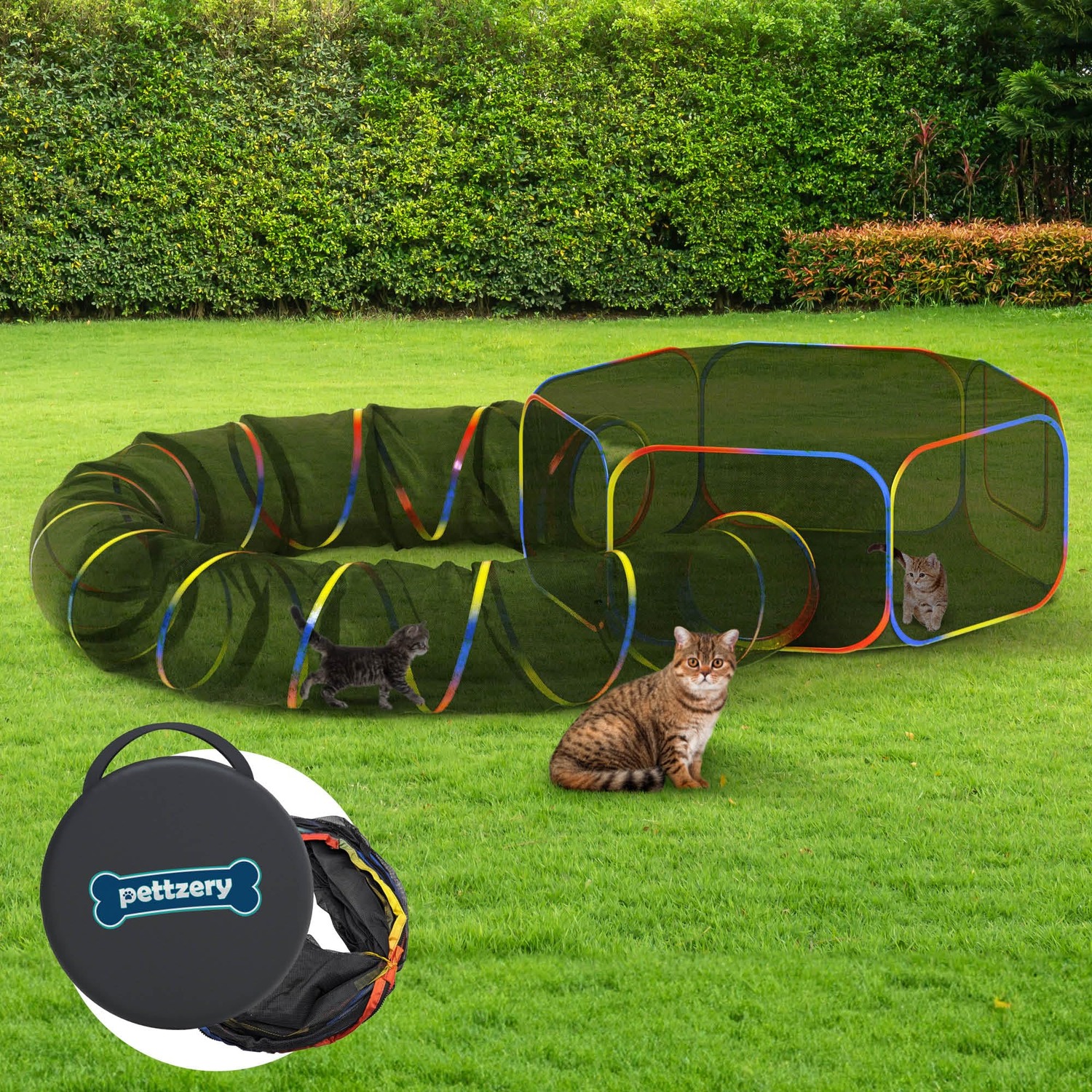 Pettzery Portable Catio Tent with Play Tunnel
