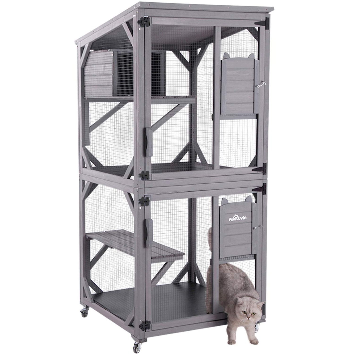 Walk-In Wooden Catio Outdoor Cat Enclosure
